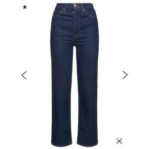 RE/Done Comfort Stretch High Rise Jeans 70's Stove Pipe Dark Rinse Size 30 NWT
